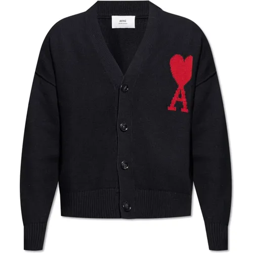 Cardigan with logo , male, Sizes: L - Ami Paris - Modalova