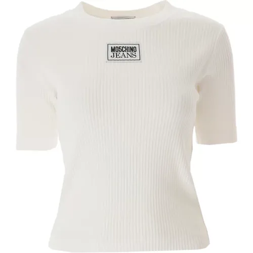 Cotton Logo Patch T-Shirt , female, Sizes: L, S - Moschino - Modalova