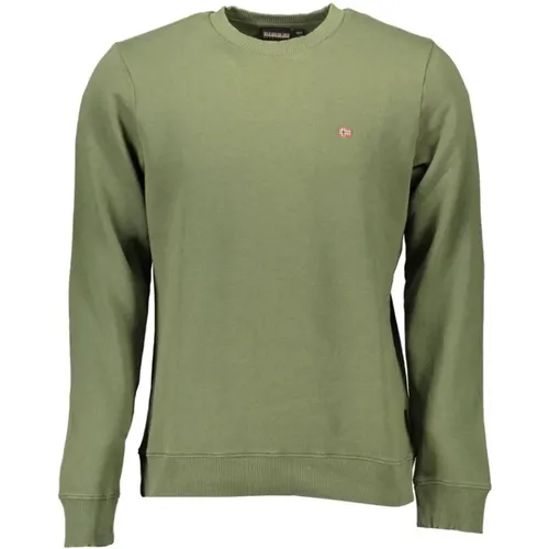 Organisches Fleece-Sweatshirt Grün , Herren, Größe: 2XL - Napapijri - Modalova