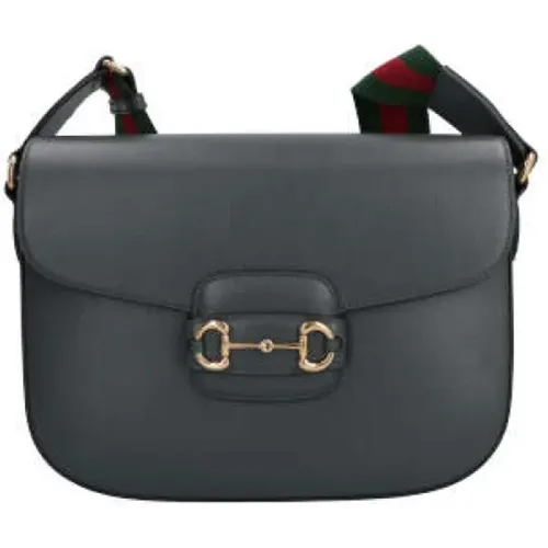 Grey Smooth Leather Shoulder Bag , male, Sizes: ONE SIZE - Gucci - Modalova