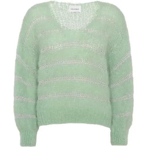 Grüner Mohair-Strickpullover mit Lurex-Details , Damen, Größe: M - American Dreams - Modalova