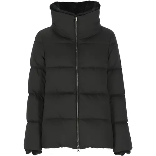 Steppjacke Schwarz Hoher Kragen , Damen, Größe: M - Herno - Modalova