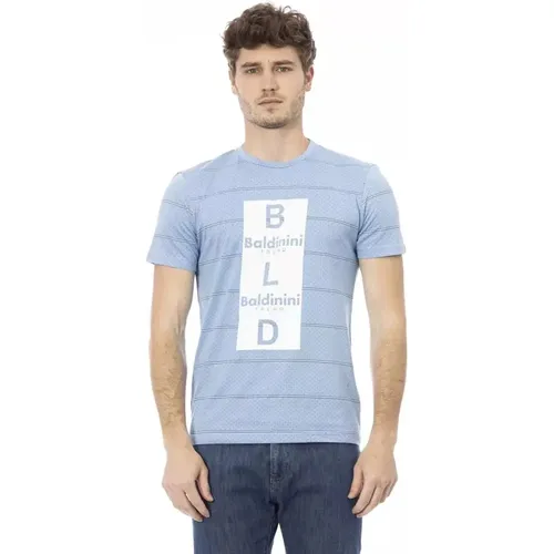 Elegantes Hellblaues Baumwoll-T-Shirt , Herren, Größe: XL - Baldinini - Modalova