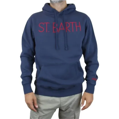 Navy Hooded Sweatshirt , male, Sizes: L - MC2 Saint Barth - Modalova