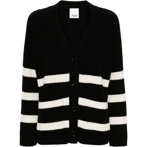 Striped Cashmere Cardigan Sweater , female, Sizes: S, M - allude - Modalova