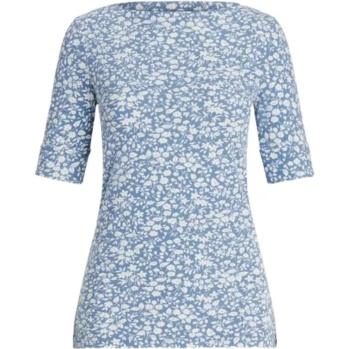 Baumwoll-T-Shirt mit Blumen , Damen, Größe: L - Ralph Lauren - Modalova