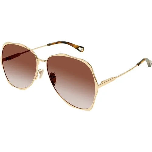 Sunglasses,Gold/Grau Sonnenbrille,Gold Gradient Grüne Sonnenbrille - Chloé - Modalova
