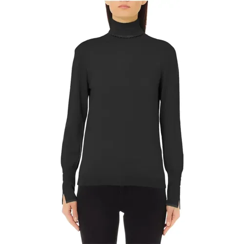 Schwarzer Rollkragenpullover , Damen, Größe: M - Liu Jo - Modalova