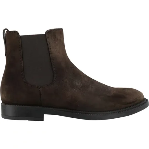 Braune Wildleder Stiefeletten mit geprägtem Monogramm , Herren, Größe: 41 1/2 EU - TOD'S - Modalova