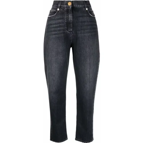 Schwarze Straight Low-Rise Boyfriend Jeans - Balmain - Modalova