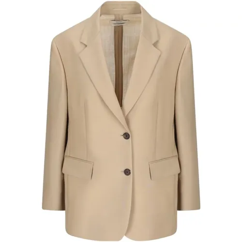 Rope-Coloured Blazer with Classic Lapels , female, Sizes: XS, 2XS - Prada - Modalova