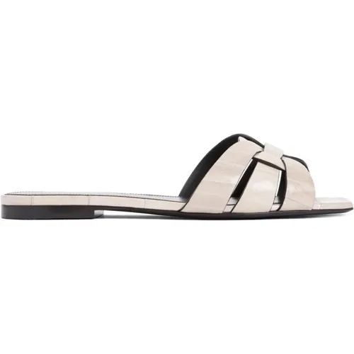 Brave Ivory Tribute Sandal , Damen, Größe: 37 1/2 EU - Saint Laurent - Modalova