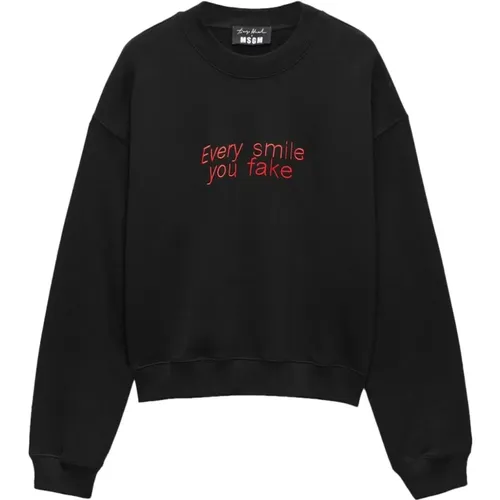 Sweater with Embroidered Slogan , male, Sizes: L, XL, S - Msgm - Modalova