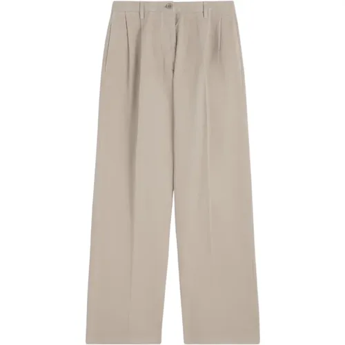 Weite Baumwoll-Gabardine-Hose mit Doppelten Falten , Damen, Größe: XS - Aspesi - Modalova