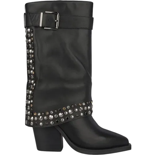Studded Leather Boots , female, Sizes: 4 UK - Alma en Pena - Modalova
