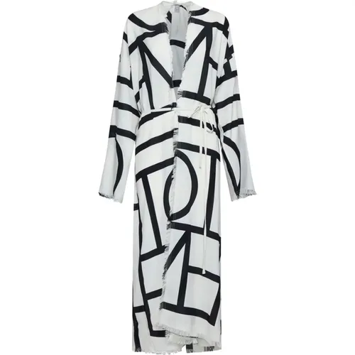 Monogram Print Wrap Cotton Dress , Damen, Größe: XS - TotêMe - Modalova