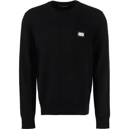 Logo Patch Woll Kaschmir Pullover , Herren, Größe: L - Dolce & Gabbana - Modalova