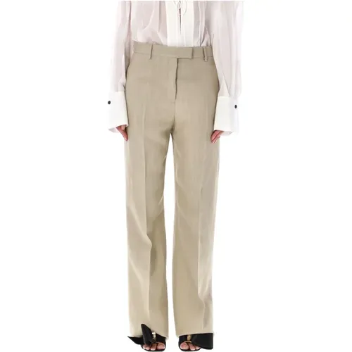 Linen Blend Tailored Trousers , female, Sizes: 2XS - Salvatore Ferragamo - Modalova