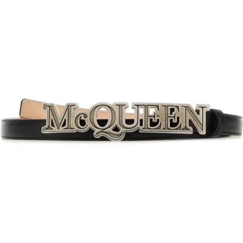 Schwarzer Ledergürtel - Höhe: 2 cm , Herren, Größe: 100 CM - alexander mcqueen - Modalova