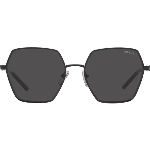 Square Metal Sunglasses with Dark Grey Lenses , unisex, Sizes: 58 MM - Prada - Modalova