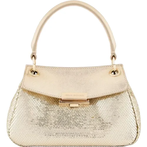 Goldene Pailletten-Handtasche mit abnehmbarem Riemen - Armani Exchange - Modalova