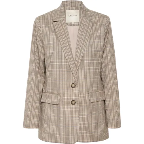 Ancient Scroll Check Blazer Jacke - Cream - Modalova