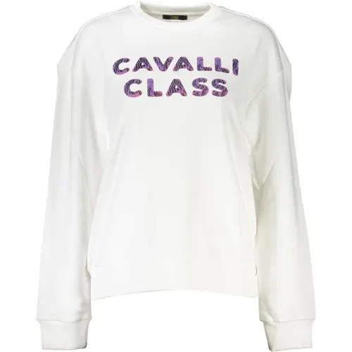 Stilvoller weißer bedruckter Pullover , Damen, Größe: M - Cavalli Class - Modalova