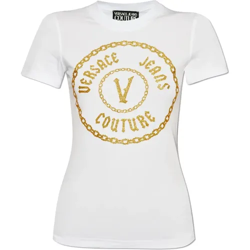 Bedrucktes T-Shirt , Damen, Größe: M - Versace Jeans Couture - Modalova