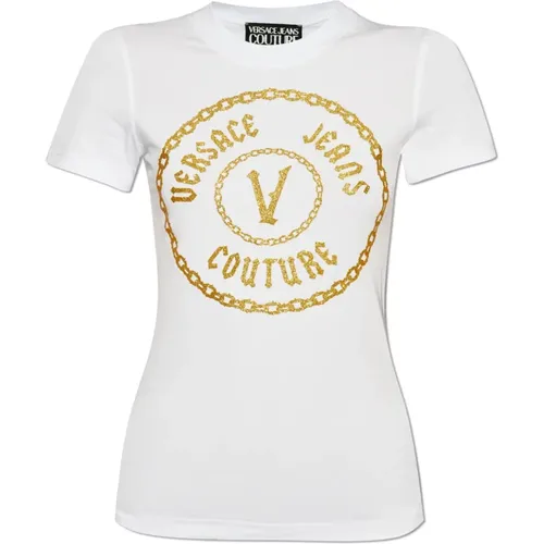 Bedrucktes T-Shirt , Damen, Größe: XS - Versace Jeans Couture - Modalova