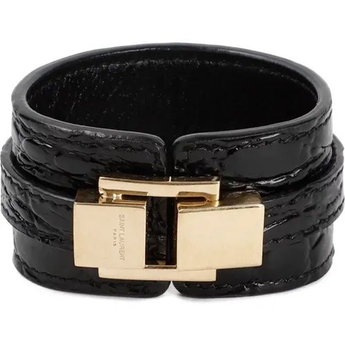 Croco Leather Bracelet , female, Sizes: M - Saint Laurent - Modalova