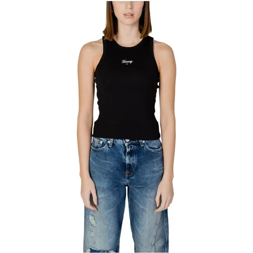 Sleeveless Round Neck Cotton Tank Top , female, Sizes: S, L, M, XL, XS - Tommy Jeans - Modalova