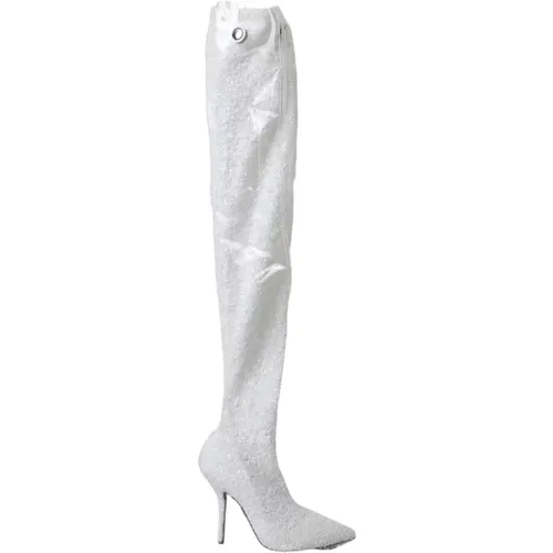 Sequin Knee-High Stiletto Boots , female, Sizes: 4 UK, 3 UK, 7 UK, 6 UK, 5 UK - Dolce & Gabbana - Modalova