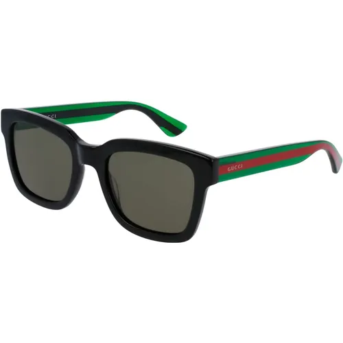 Schwarz/Grüne Sonnenbrille , Herren, Größe: 54 MM - Gucci - Modalova