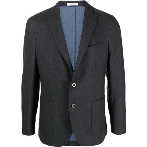 Grey Single-Breasted Wool Blazer , male, Sizes: L, M - Boglioli - Modalova