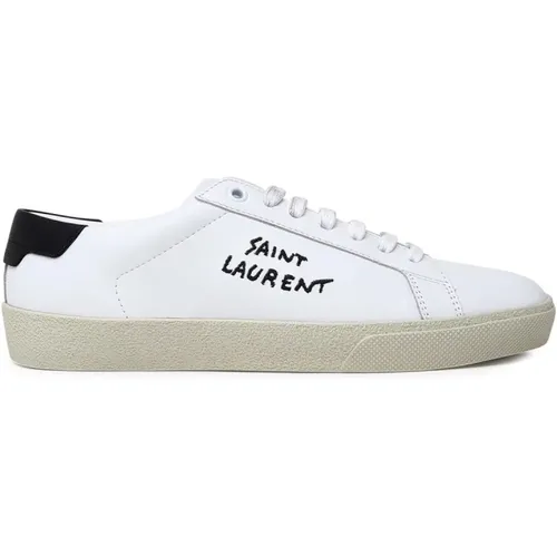 Leather Low-Top Sneaker , male, Sizes: 5 UK, 7 1/2 UK, 8 1/2 UK, 6 UK - Saint Laurent - Modalova