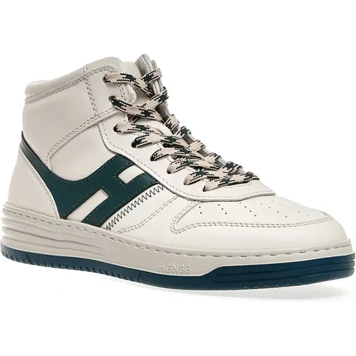 Weiße und grüne High-Top-Ledersneakers - Größe 40 , Herren, Größe: 42 1/2 EU - Hogan - Modalova