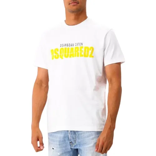 Weißes Logo-T-Shirt Regular Fit , Herren, Größe: S - Dsquared2 - Modalova