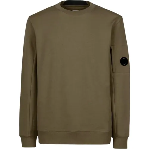Militärgrüner Diagonal Raised Fleece Sweatshirt , Herren, Größe: L - C.P. Company - Modalova
