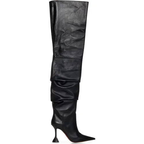 Ruched Boots with Pointed Toe , female, Sizes: 3 UK - Amina Muaddi - Modalova