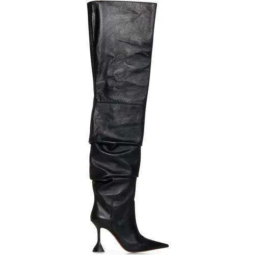 Ruched Boots with Pointed Toe , female, Sizes: 4 UK, 3 UK - Amina Muaddi - Modalova