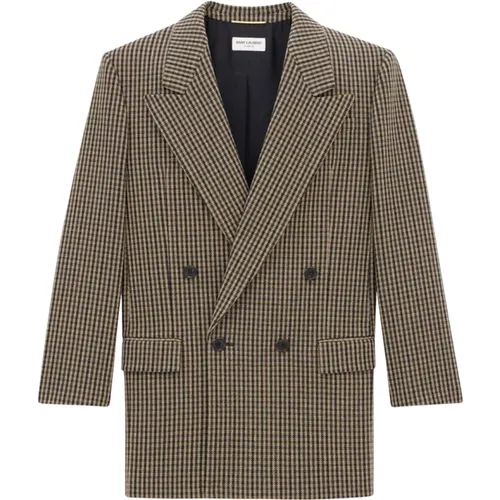 Wool Blend Double-Breasted Jacket , female, Sizes: M - Saint Laurent - Modalova