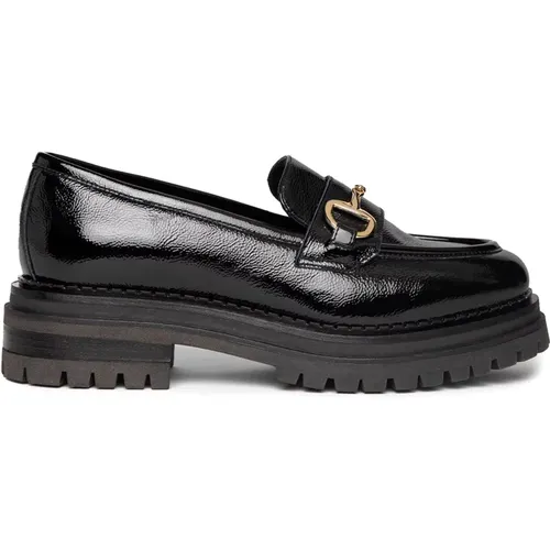 Schwarze flache Schuhe mit raffiniertem Design - Nerogiardini - Modalova