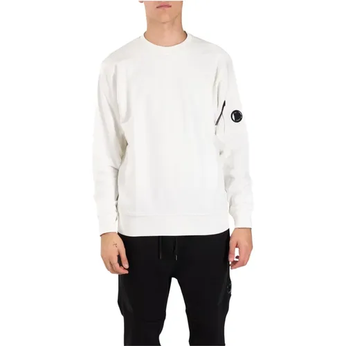 Cotton crewneck sweatshirt with embroidered logo , male, Sizes: 2XL, L, S, XL - C.P. Company - Modalova