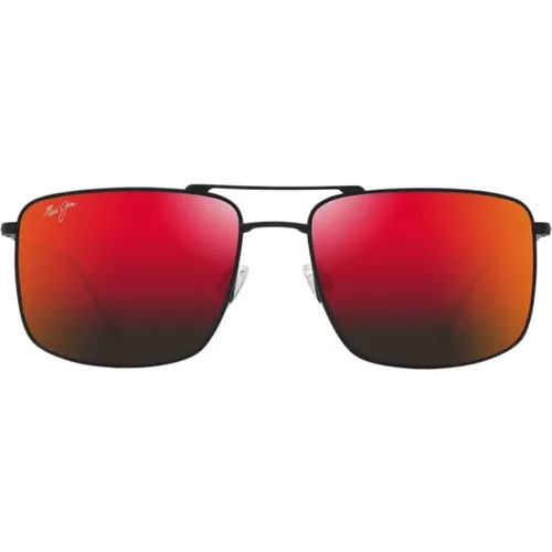 Unisex Quadratische Sonnenbrille mit Roten Spiegelgläsern - Maui Jim - Modalova