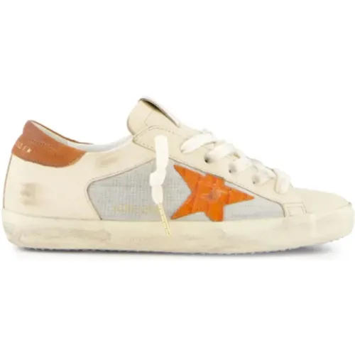 Italienische Ledersneaker weiß multicolor , Damen, Größe: 40 EU - Golden Goose - Modalova