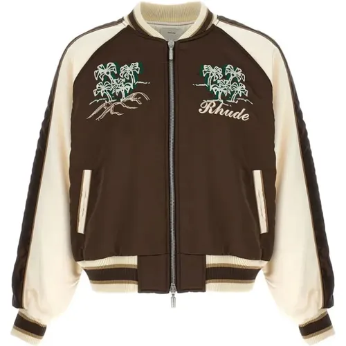 Braun/Weiß Varsity Bomberjacke - Rhude - Modalova