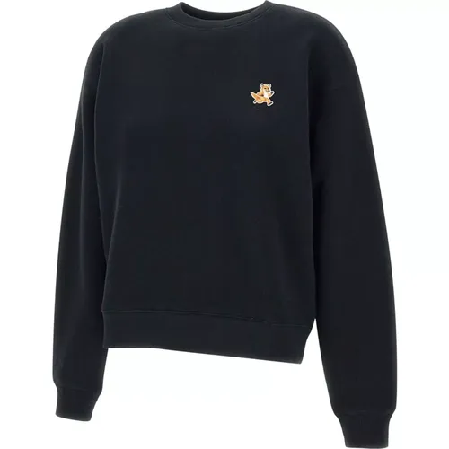 Schwarzer Speedy Fox Sweatshirt , Damen, Größe: S - Maison Kitsuné - Modalova