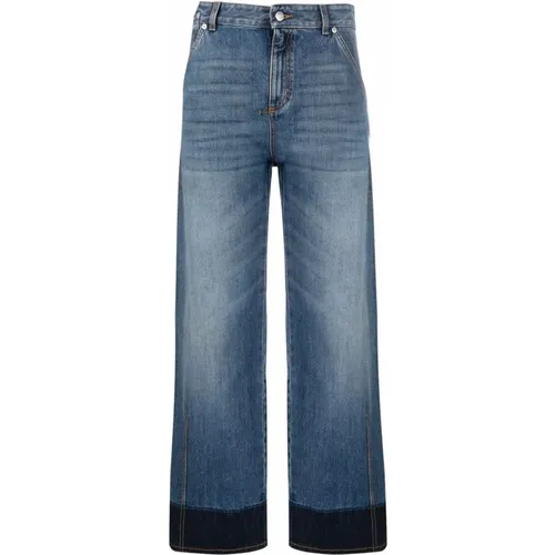 Two-Tone Straight-Leg Denim Jeans , female, Sizes: W27 - alexander mcqueen - Modalova
