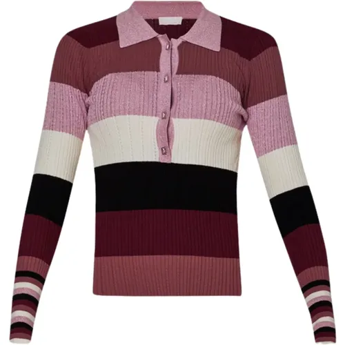 Pink Sweater with Lurex Stripes , female, Sizes: M, XS, S, L - Liu Jo - Modalova