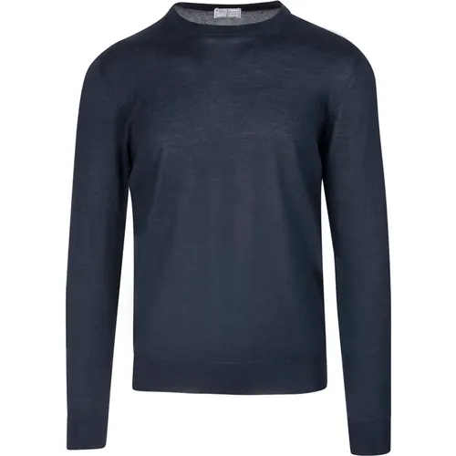 Blaue Seiden-Kaschmir-Pullover , Herren, Größe: XL - Fedeli - Modalova